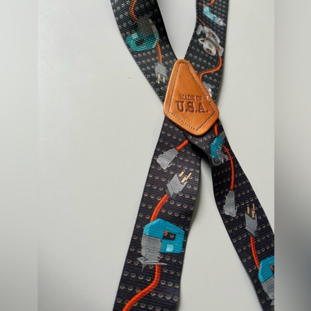 Brimarc Suspenders Heavy Duty Elasticated Power Tool Design Black Braces